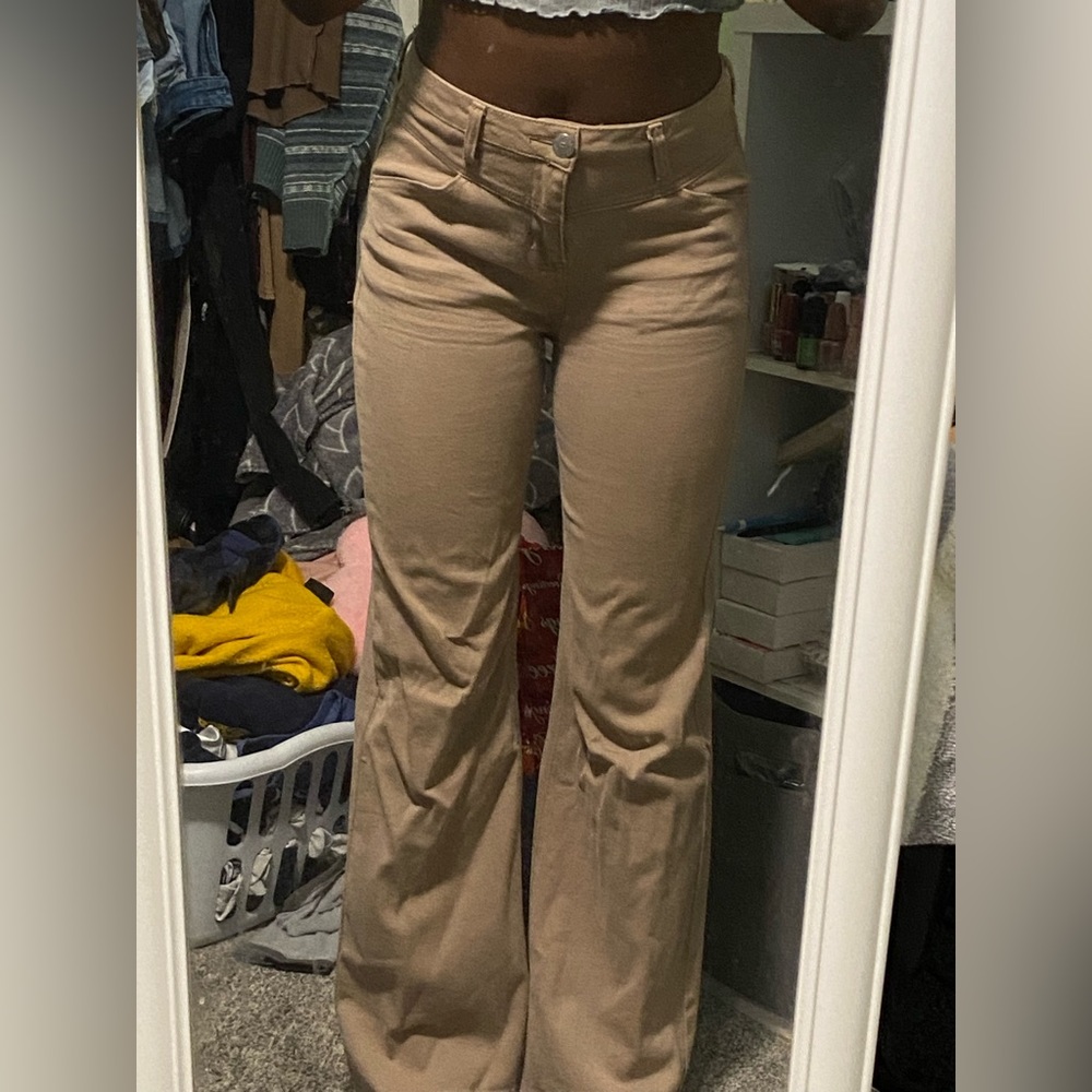 HOT KISS wide leg tan high rise pants size 7